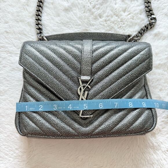 Saint Laurent Classic College Bag Matelasse Chevron Leather Medium Authentic - Picture 10 of 16